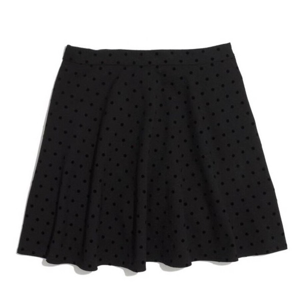 Madewell | Womens Size 2 Velvet Dot Black Skirt Polka Dots A-line Circular Swing - Picture 1 of 11